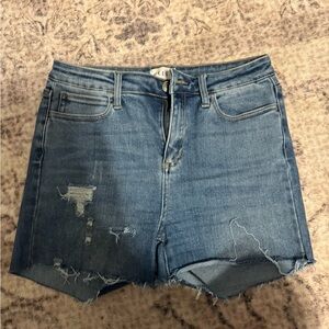 Cello Blue Distressed Jean Shorts